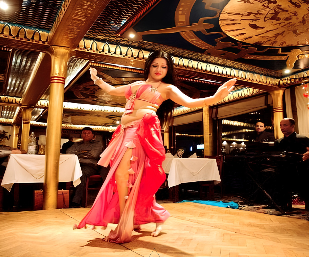 Traditional dance performance with flowing colourful fabric