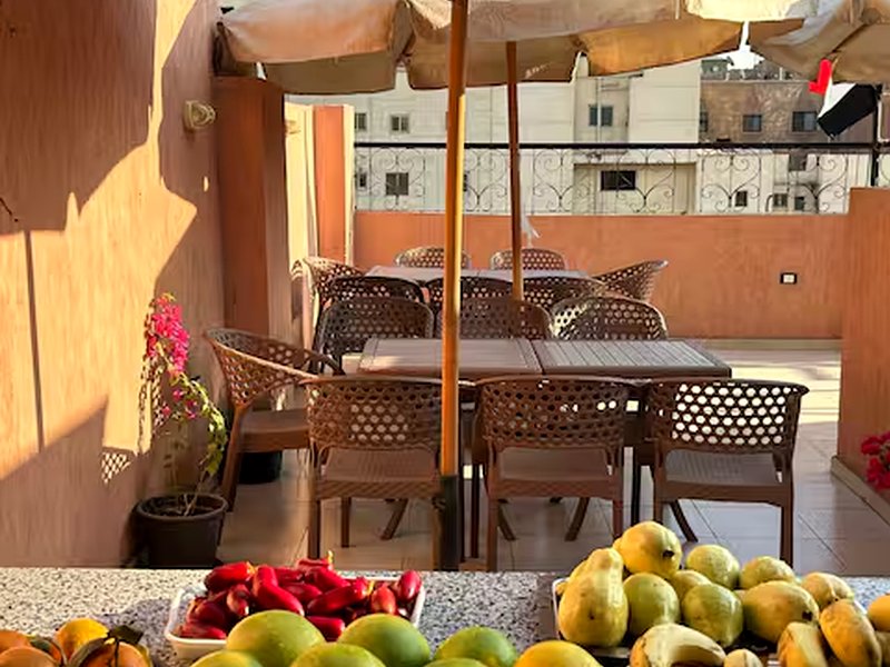 Fresh homemade breakfast served on the rooftop