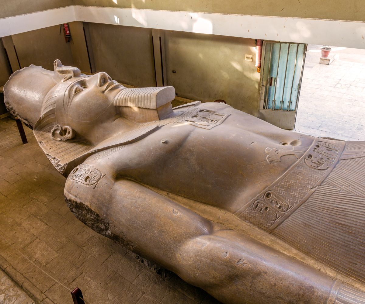 Colossal reclining statue of Ramses II at Memphis